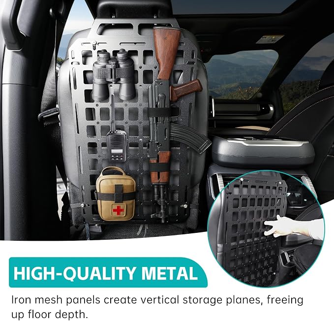 Tactical Seat Back Molle Panel Compatible with 2015-2025 Ford F150 / Raptor, 2017-2025 Super Duty Accessories Rigid Molle Seat Back Organizer Storage System Fit for 2015-2025 F-150 Accessories