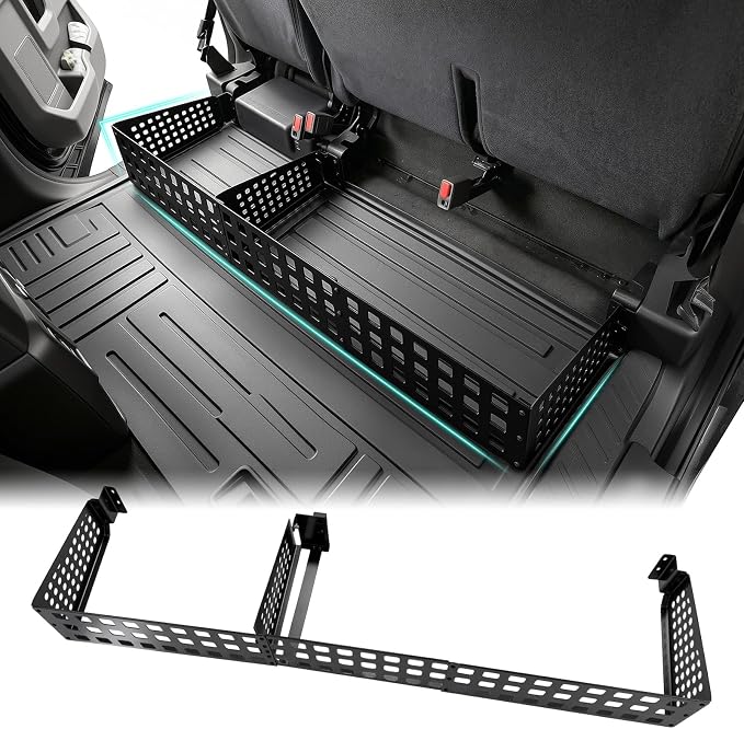 Adjustable Capacity Under Seat Storage Molle Panel with Removable Divider for 2015-2026 F150 Supercrew & 2017-2026 F250 F350 F450 F550 Crew Cab Accessories, Underseat Organizer for F-150 Accessories