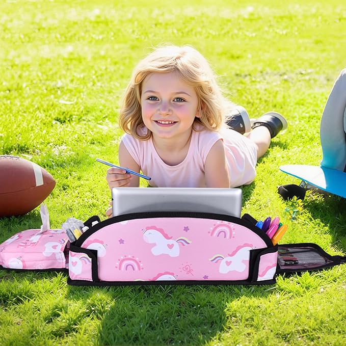 Kids Travel Tray, Car Seat Tray for kids Travel, Toddler Road Trip Essentials With Drawing Kit, Toddler Lap Desk Organizer for Car, Carseat Table for Airplane