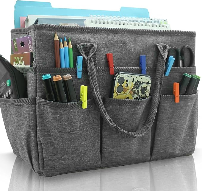 Cupohus Craft Organizer Bag, Art Supply Tote with Multiple Pockets, Portable Sewing Bag for Markers Scissors Brushes, Multi-Purpose Storage Case for Artists Crafters Hobbyists, Lightweight Travel Tote