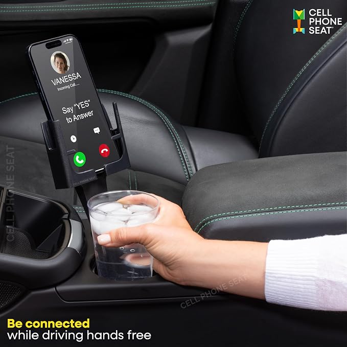 Phone Holders for Your Car, Cup Holder Phone Mount, Universal Adjustable Expander Cradle Hands-Free Driving - Compatible with All Smartphones Car Mount for iPhone Samsung Google Android Mobile Black