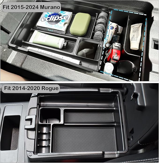 HGWEI Center Console Organizer Tray Compatible with Nissan Rogue 2014-2020 / Rogue Sport 2017-2022 / Murano 2015-2024 Interior Accessories Insert Armrest Storage Glove Box, Red