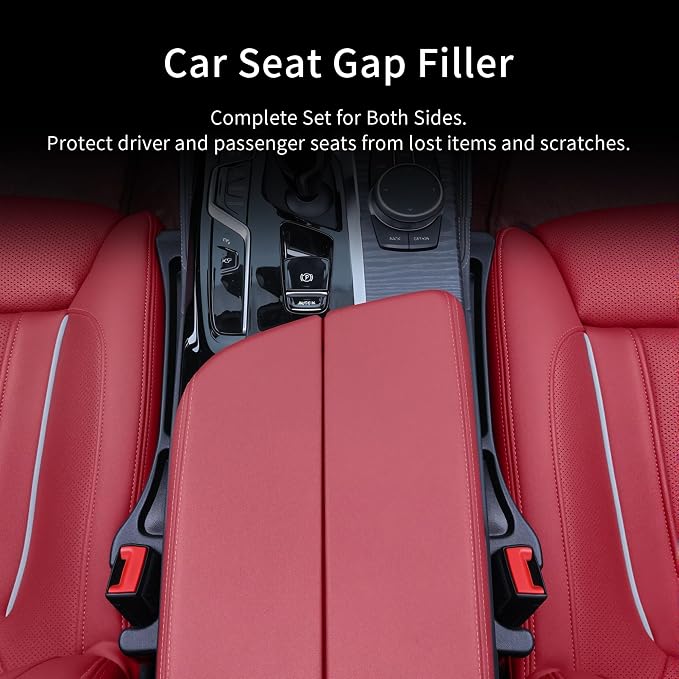 Car Seat Gap Filler, Seat Side Gap Filler Organizer with Phone Holder, Universal Fit in Between Car Seat Catcher, Perfect for Car, SUV, Truck (Slotted, Black)