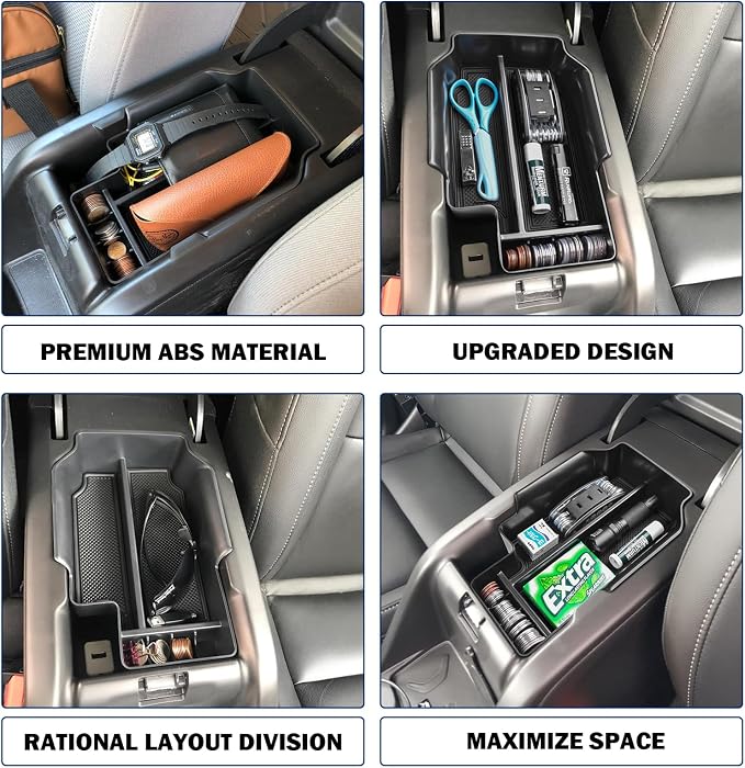 RUNROAD Center Console Organizer Tray Compatible with Chevy Colorado/GMC Canyon 2015 2016-2020 2021 2022 Accessories, Insert ABS Secondary Storage Box Armrest Tray Coin Holder Black