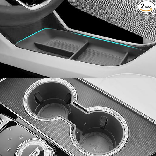 SHAOHAO 2 Pcs for 2025 2026 Cadillac Lyriq Under Console Organizer for 2023 2024 2025 2026 Cadillac Lyriq Accessories (Sport/Tech/Luxury) Lower Organizer & Cup Holder Space Expand Tray Easy Removal