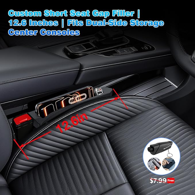 Half-Sized Seat Gap Filler Compatible with Ford F150 F250 F350 F450| Zero Obstruction to Lower Center Console Storage | Anti-Drop Organizer | Window Breaker Interior Accessories