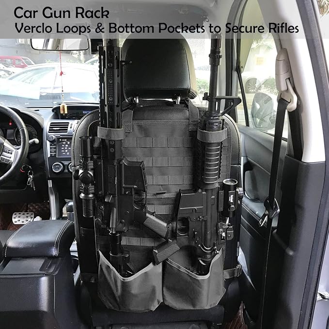 Tactical Seat Back Organizer Truck Gun Rack, 22.5" H x 14.5" W | Molle Panel, Storage Tools & Hunting Gear, Tactical Seat Covers for Car Protector, Universal Fit SUV Truck Pickup F150