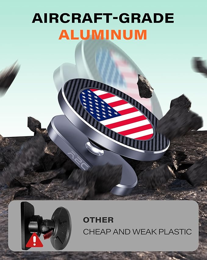 A2C American Flag Alloy Magnetic Golf Cart Phone Holder, 4th of July Golf Cart Decorations Fits EZGO, Club Car, 250 Anniversary USA Patriotic Golf Accessories for Men Golfers Women Essentials Gift