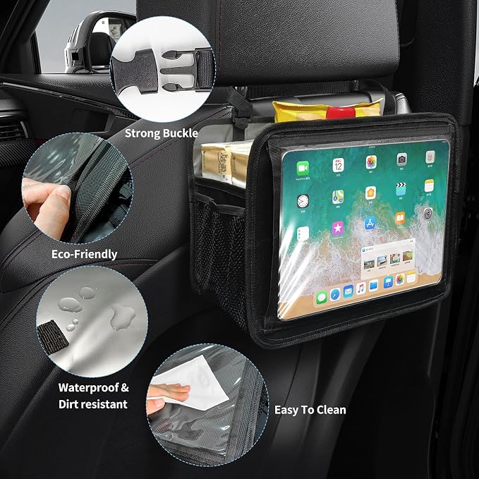 Car Seat Back Organizer Tablet Holder, Vehicle Front Seat, Personal Travel Storage Bag For Adults & Kids Car Accessories Interior & Travel Essentials(Grey)