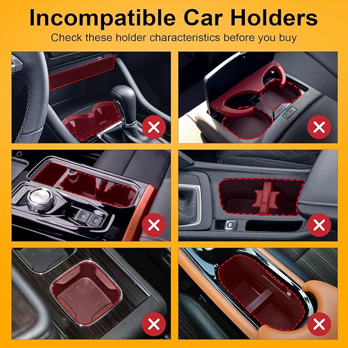 Cup Holder Expander (Adjustable Holder & Base, Auto-Fit Hold, One Button Open), Car Cup Holder Expander for Yeti, Hydro Flask, Nalgene, Owala, Bottles in 2.6"- 4.8" (Light Black, 2 Pack)