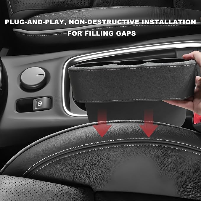 Car Seat Organizer Cup Drink Holder, Multifunctional Auto Console Side Organizer with 2 Cup Holders, Front Seat Gap Filler Interior Drink Holder Storage Box for Most Vehicles (Gray)