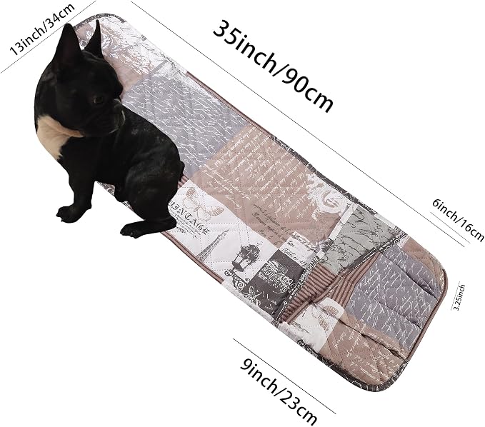 Brilliant Sunshine Latte Grey Paris and Toile Patchwork Couch Armrest Organizer, Non Slip Armchair Caddy for Sofa Recliner, Washable Remote Control Holder, Storage for Magazine, Phone, iPad(35"×13")