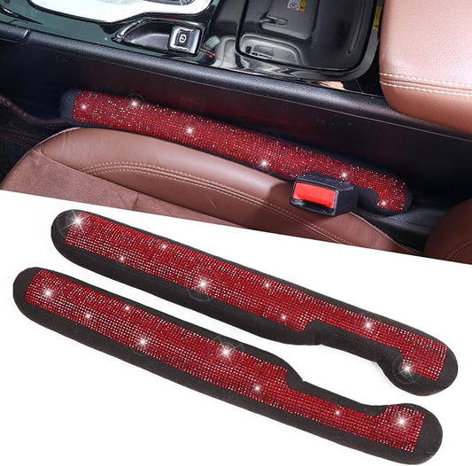 ToBeQueen Car Seat Gap Filler Red Bling Car Accessories for Women Universal Fit for Car Truck SUV, 2 Pack Handmade Crystal Rhinestone Diamond Bling Gap Filler(Red)