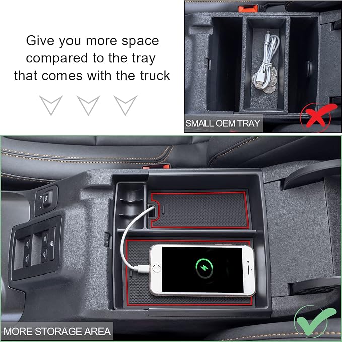 TOPINSTALL New Red Tray Compatible with 2021-2024 Ford Bronco & 2025+ Bronco 2-Door & 2025+ 4-Door Manual Transmission, Full Size Bronco Organizer (Not for Sport Model & 25 4 Doors AT)