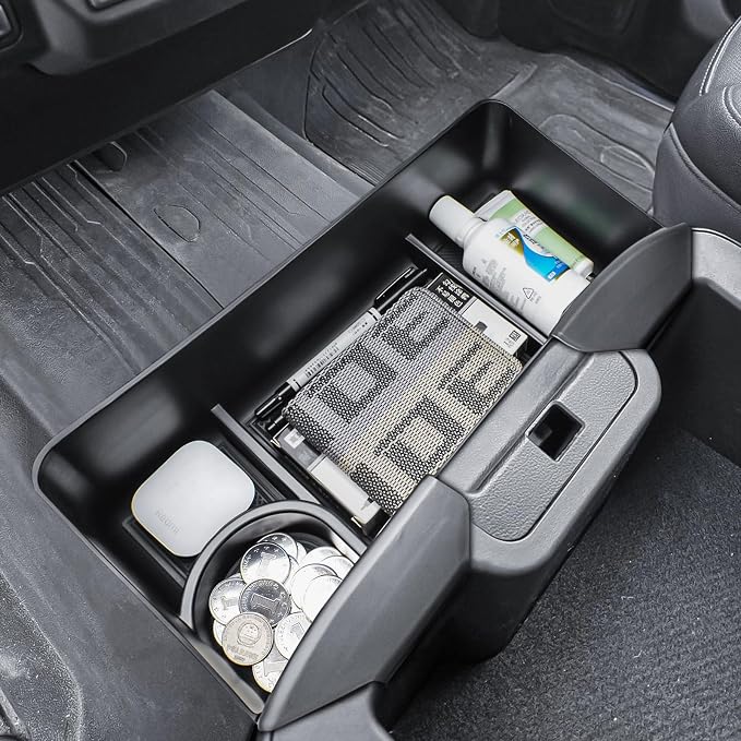 HGWEI Center Console Hanging Organizer Box Compatible with 2019-2026 Chevy Silverado/GMC Sierra 1500 and 2020-2026 2500HD 3500HD Accessories Front Hanging Tray (Fit Split-Bench Folding Seat Only)