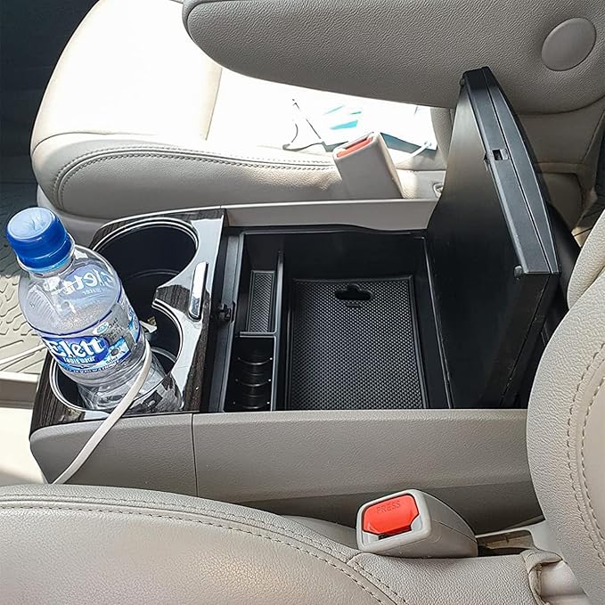 EDBETOS Center Console Organizer Tray Compatible with Toyota Sienna Accessories 2011-2015 2016 2017 2018 2019 2020 Secondary Armrest Storage Glove Box Dividers MPV ABS Black Materials (Black Trim)