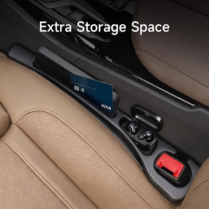 Car Seat Gap Filler Set of 2, 3-in-1 Seat Gap Filler with Organizer & Hook, Soft Foam Gap Stopper Universal Fit for Car SUV Truck, Prevent Items Dropping Between Seat and Console