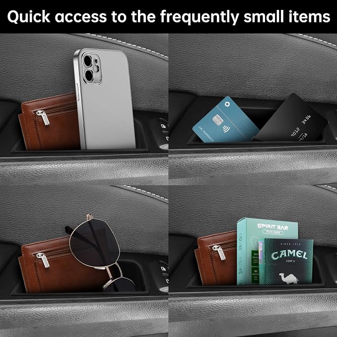 4PCS Door Side Storage Box for Ford Fusion 2013 2014 2015 2016 2017 2018 2019 2020 Front and Rear Accessories Phone Holder Door Grab Handle Pocket Storage Organizer ABS Plastic, Black Mat