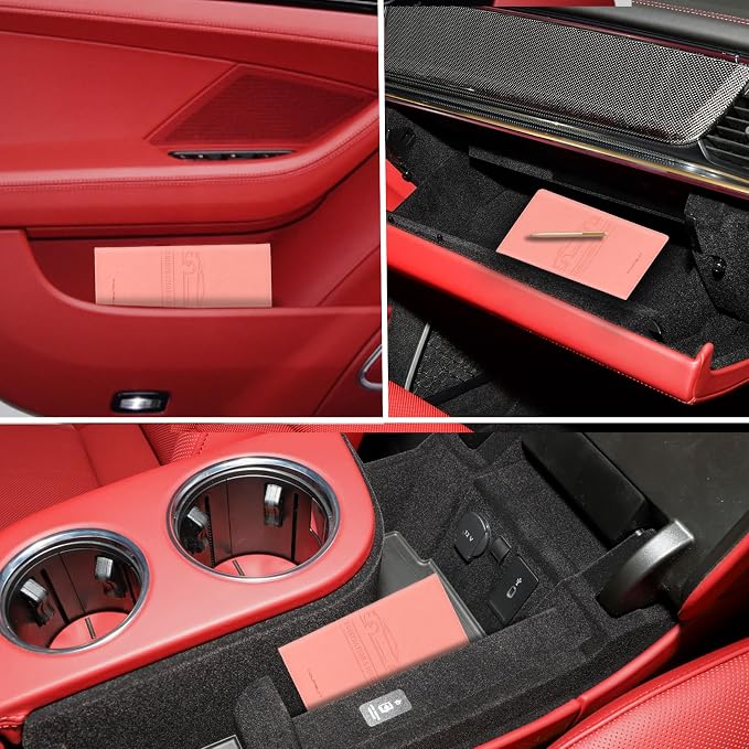 TOURSUIT Car Registration and Insurance Card Holder, Vehicle License Document Glove Box Compartment Organizer, Interior Car Accessories for Women Men (Pink)