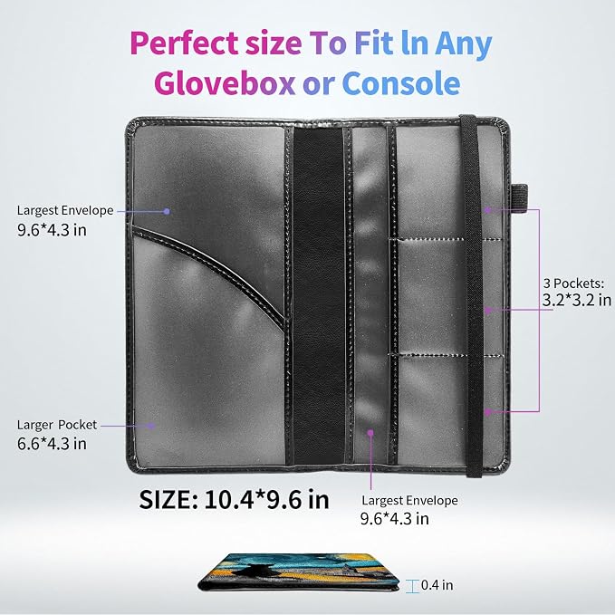 Car Registration and Insurance Holder,PU Leather Car License Document Insurance and Registration Card Holder Men Women Vehicle Glove Box Organizer Auto Accessories-Starry Night Black Cat