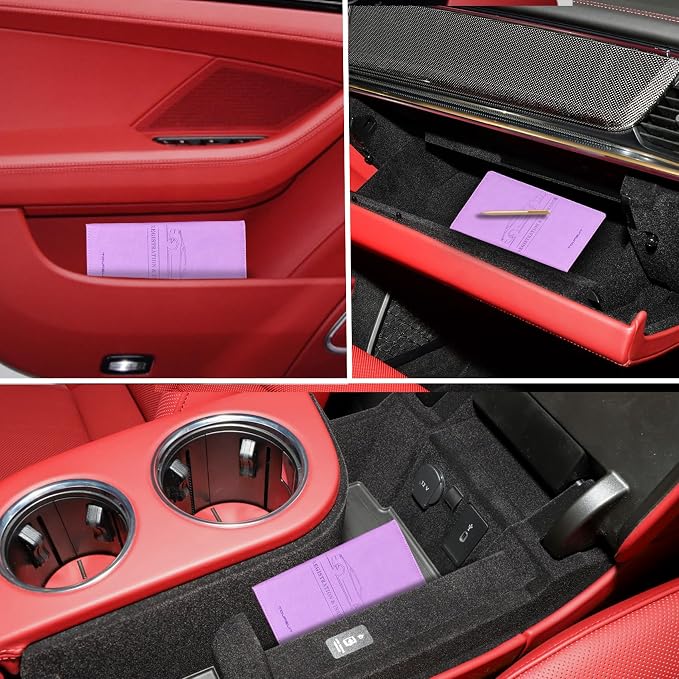TOURSUIT Car Registration and Insurance Card Holder, Vehicle License Document Glove Box Compartment Organizer, Interior Car Accessories for Women Men (Purple)