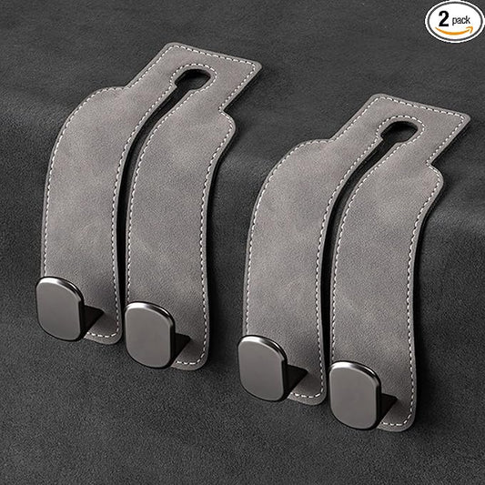 Amelity Universal Car Headrest Hooks, Women’s Car Interior Accessories for Purses Handbags Grocery & Backpacks, Gray 2 Pack
