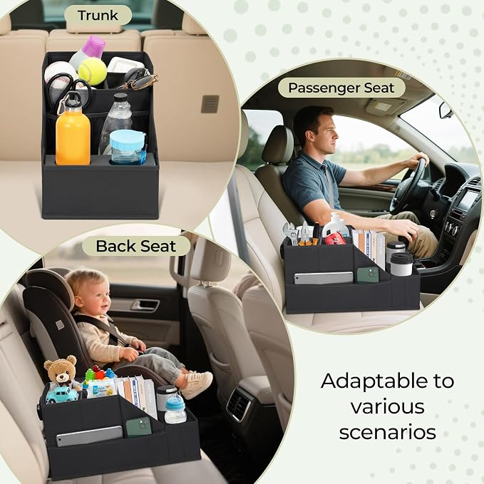 Car Seat Organizer Backseat Front Seat, Car Organizer With 12 Storage Compartments 2 Cup Holders, Snack Storage For Kids Baby, SUV Truck Van Collapsible Storage Bag For Travel, BK