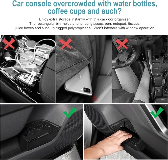 CDEFG 2Pcs for 2026 Toyota RAV4 Center Console Organizer Door Handle Pockets Trash Can Storage Box for 2026 Toyota RAV4 (LE/SE/XLE Premium/Woodland/XSE/Limited) Accessories Front-Door Storage Holder