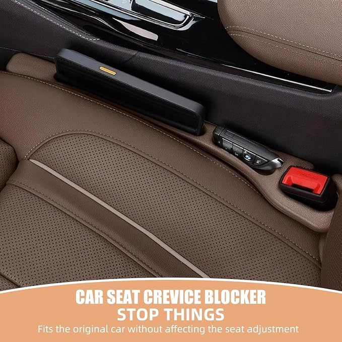 Car Seat Gap Filler Set of 2, Premium Interior Car Accessories, Multifunctional Car Storage Solution with Non-Slip Design, Fits Most Vehicles (Black)