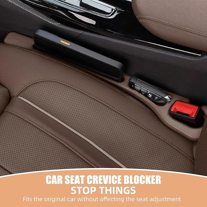Car Seat Gap Filler Set of 2, Premium Interior Car Accessories, Multifunctional Car Storage Solution with Non-Slip Design, Fits Most Vehicles (Dark)