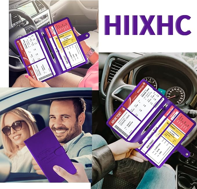 Car Registration and Insurance Card Holder with Magnetic Closure, Leather Vehicle Glove Box Automobile Documents Paperwork Wallet Case Organizer for ID, Driver's License, Key Contact Information Cards