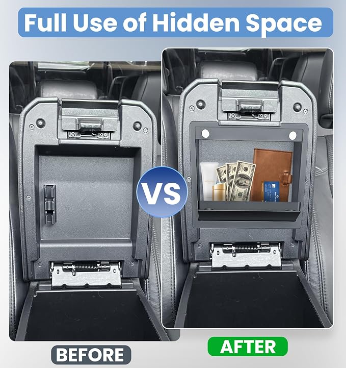 Center Console Divider Organizer for 2024 2025 Toyota Tacoma (4th Gen) Accessories, Interior Secondary Storage Insert Armrest Hidden Secret Privacy Middle Console Storage Box Tray Coin Holder, 3 PCS