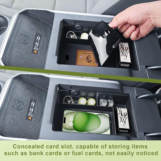 HGWEI Center Console Organizer Compatible with GMC Terrain 2025-2026 Interior Accessories – Middle Armrest Storage Box Insert Tray for Compartment Container Divider (Not for 2018–2024 Models)