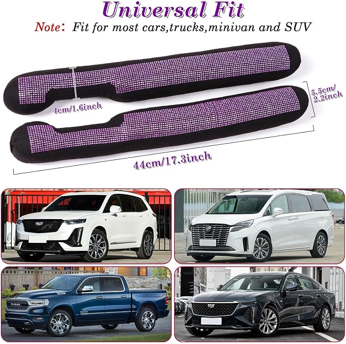 ToBeQueen Purple Car Seat Gap Filler, Handmade Crystal Diamond Rhinestone Purple Bling Car Accessories for Women, Universal Fit for Car SUV Truck(Purple)