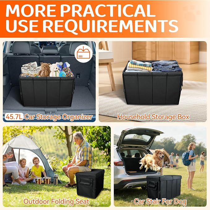 Car Seat Extender for Dogs, Backseat Extender for Large Dog up to 210 LBS, Foldable Back or Front Seat Extender for Most Cars Car Organizer Gap Filler