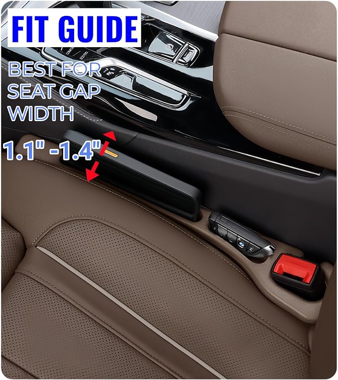BESTKEE Car Seat Gap Filler 2 Pack, No Drop Seat Gap Plug with Dual Storage Slots, Blocks Phones Keys Coins, Flexible EVA Console Gap Filler Auto Accessories for Cars SUVs Trucks