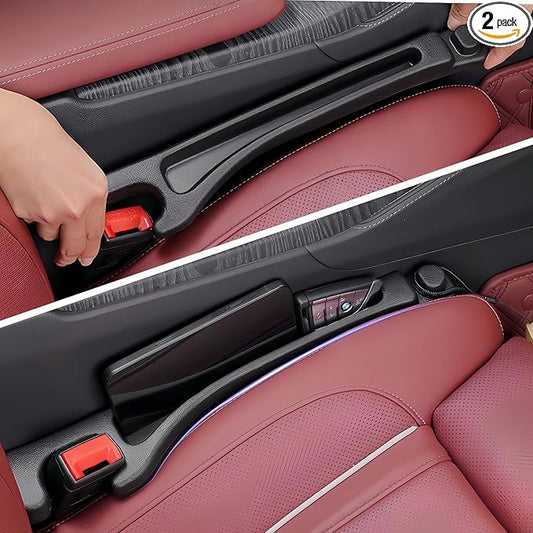 Car Seat Gap Filler 2 Pack, Upgraded 3-in-1 Car Seat Gap Plug Organizer with Storage Slot & Hook, Universal Fit No-Drop Seat Side Gap Seam Filler Between Seat & Console for Car, SUV, Truck