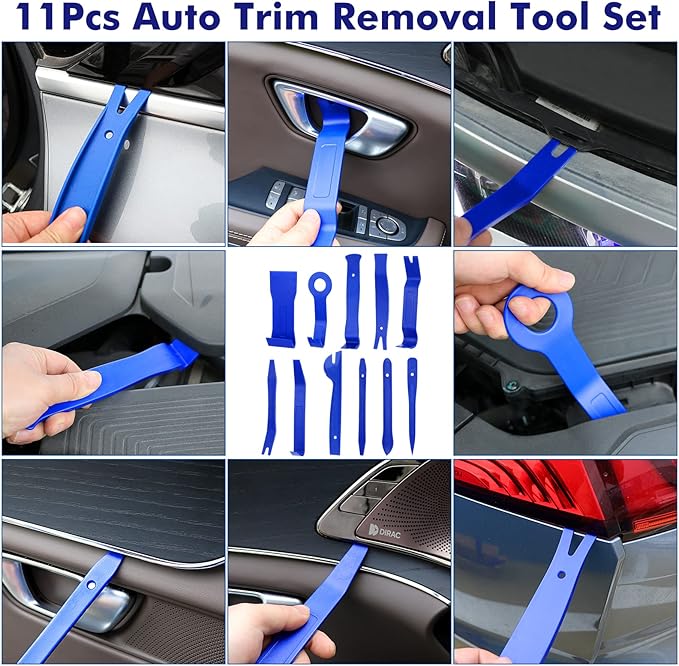 GLK 248pcs Trim Removal Tool, Pry Tool, Door Panel Radio/Stereo Terminal Removal Tool Kit, Fasteners Remover, with Car Retainer Bumper Clips,Automotive Hook Set, Blue