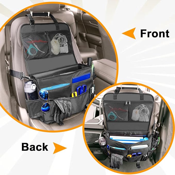 MENZOKE Car Front Seat Organizer, Patrol Bag Law Enforcement, Hanging Passenger Seat Car Organizer with 17 Inch Laptop Storage, Adjustable Strap Backseat Organizers for Truck Office, Police, Black
