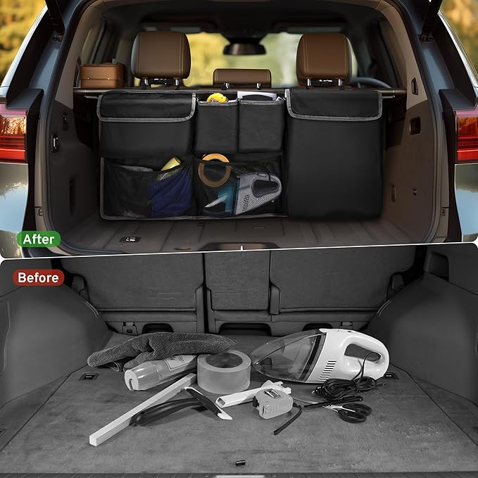 XHRING Car Trunk Organizer Storage Backseat Hanging Organizer Bag for Ford Bronco/Bronco Sport Escape Explorer Edge Expedition Ecosport 2/4 Door Sport Base Limited XL XLT SUV Accessories 2000-2026