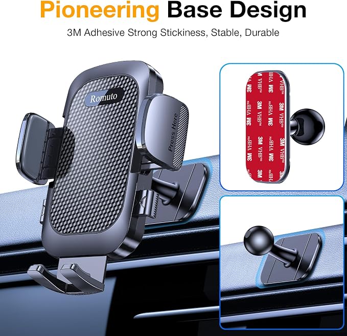Romuto Phone Holders for Your Car Phone Holder Mount【Super Suction】Cell Phone Holder for Car Accessories for Women Men【360° Adjustable】Suction Phone Mount for Car, Window, Bathroom for iPhone Samsung