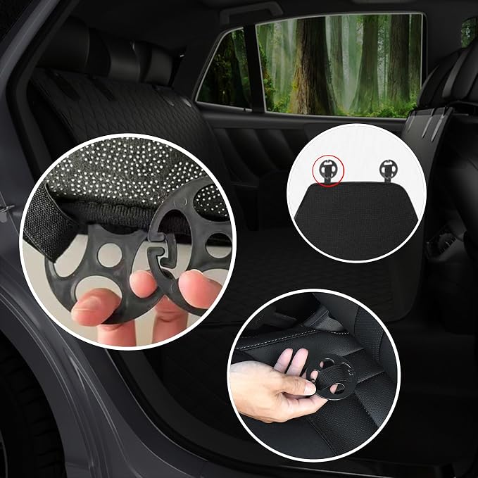 48PCS Car Seat Covers Plum Plate Metal Hook Set, 24PCS Car Seat Cover Plastic Chucks & 24PCS Metal Hooks, Car Seat Cover Fasteners, Metal Hook for Reinforce Car Seat Cushions, Black