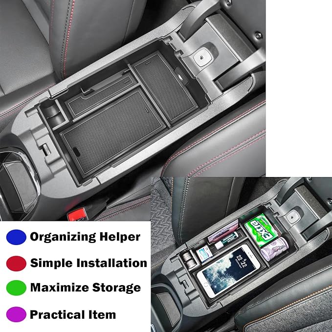 RUNROAD Center Console Organizer Tray Compatible with Chevy Equinox 2018 2019 2020 2021 2022 2023 2024 Accessories, Insert Armrest Tray Secondary Storage Box Coin Holder, Black