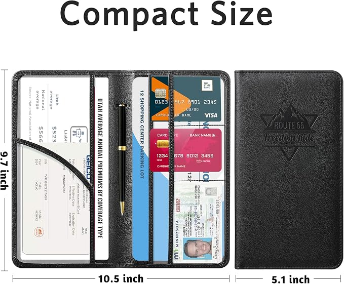 CoBak Car Registration and Insurance Holder - Vehicle Glove Box Car Organizer,Auto Truck Comparment Accessories Case with Magnetic Closure for Driver License,Cards
