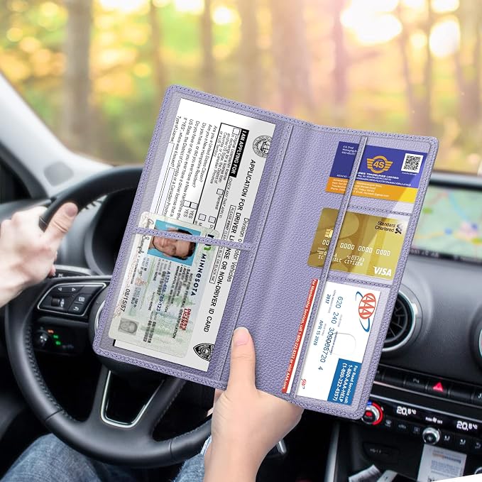 FINPAC Car Registration and Insurance Card Holder, Vehicle Glove Box Card Organizer Wallet Automobile Accessories for License