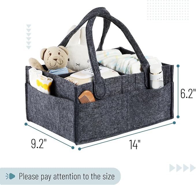 Mr. Pen- Baby Diaper Caddy Organizer, Charcoal Gray, Nursery Storage Bin and Car Organizer for Diapers and Baby Wipes