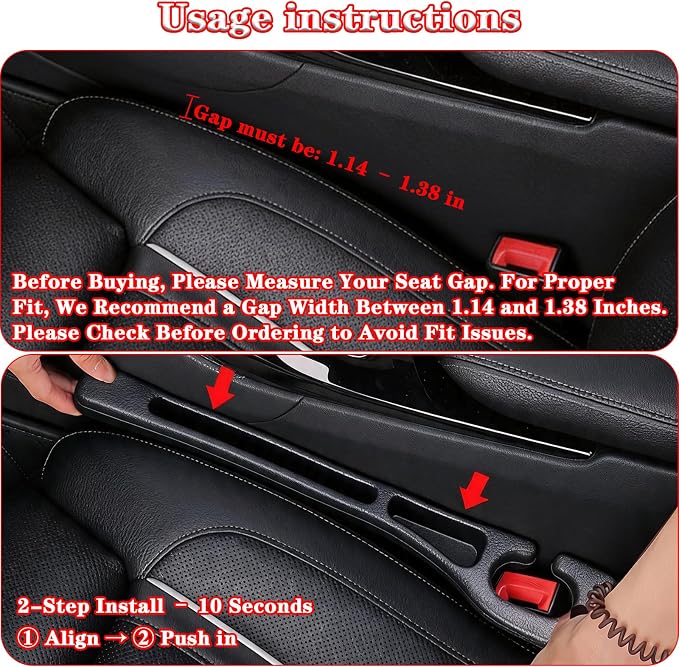 Car Seat Gap Filler Organizer of 2 – Universal Car Gap Seat Filler with Storage Pockets, No Drop Seat Guard for Phones, Keys & Cards, Car Accessories for Most Cars Trucks SUVs(Beige)
