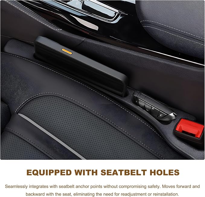 Sun Walker 2 PCS Car Seat Gap Filler Organizer, No Drop Vehicle Console Side Gap Filler with Storage Slot, Universal Seam Plug Organizer Between Seat & Console, Car Accessories (Black)