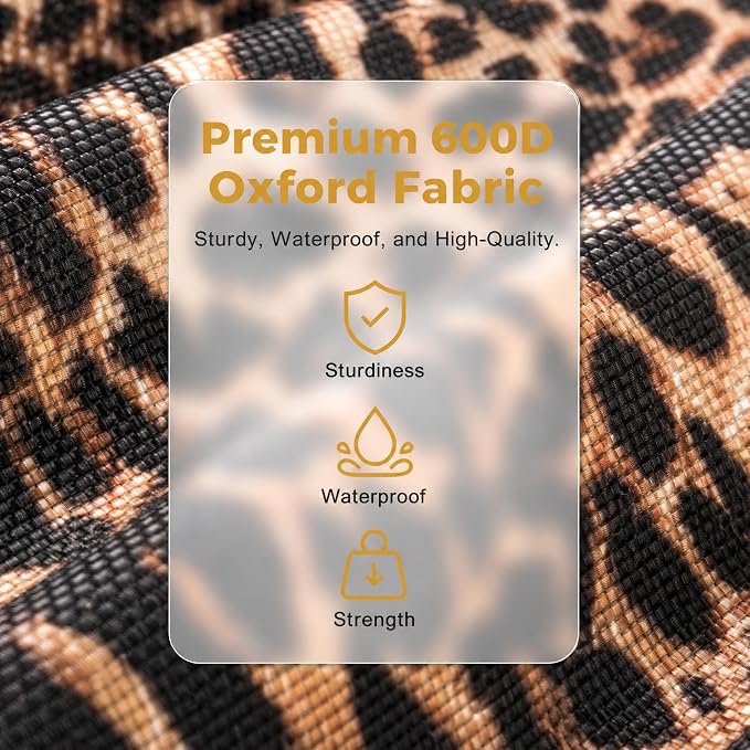 Car Trunk Organizer for SUV & Car, Foldable Waterproof Basket with Front & Side Pockets, Leopard Print Car Accessories for Women, Durable Oxford Cloth Backseat & Truck Bed Organizer