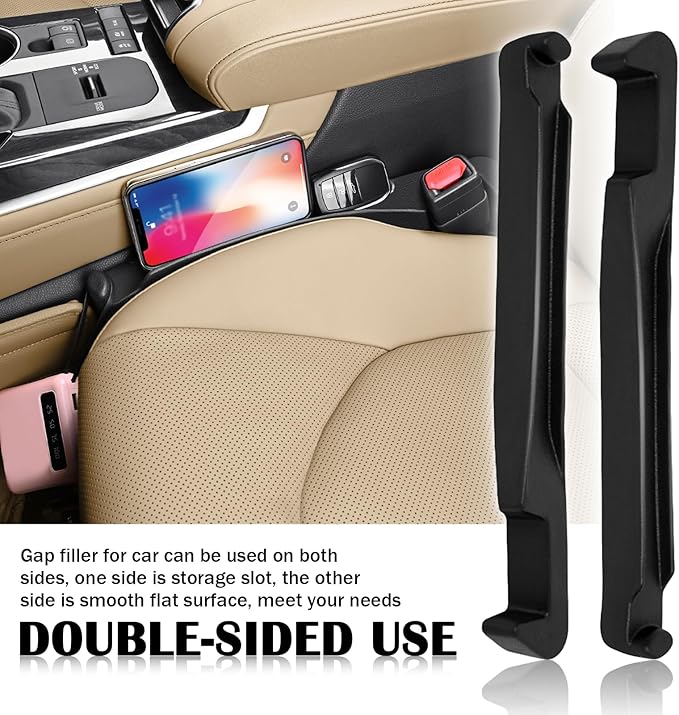 Junecarp 2PCS Car Seat Gap Filler Organizer with Storage Slot & Hook,Car Seat Gap Filler Strip for Filling Gaps,Universal & Double-Sided Use Cars Seats Gaps Plug Cars Interior Accessories